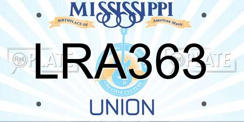LRA363 Mississippi License Plate