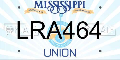 LRA464 Mississippi License Plate