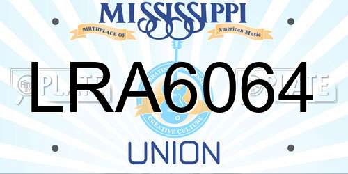 LRA6064 Mississippi License Plate