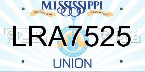 LRA7525 Mississippi License Plate