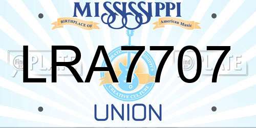 LRA7707 Mississippi License Plate
