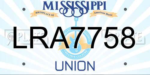 LRA7758 Mississippi License Plate