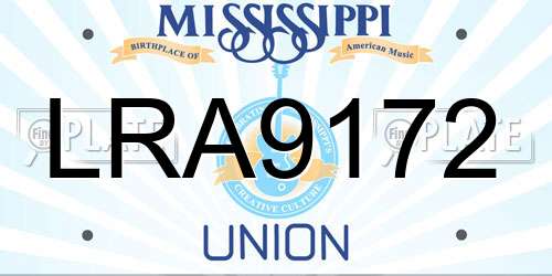 LRA9172 Mississippi License Plate