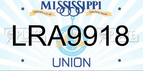 LRA9918 Mississippi License Plate