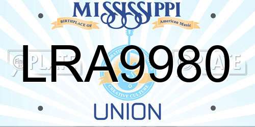 LRA9980 Mississippi License Plate