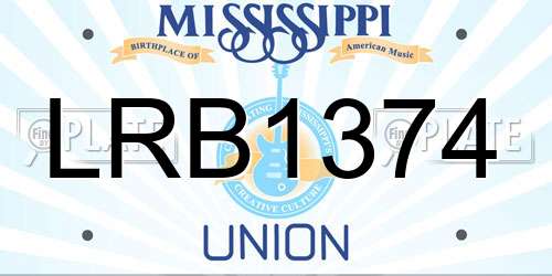 LRB1374 Mississippi License Plate