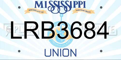 LRB3684 Mississippi License Plate