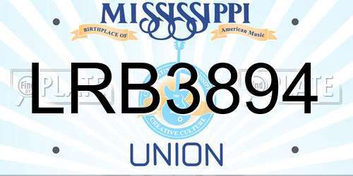 LRB3894 Mississippi License Plate