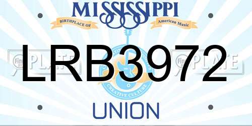 LRB3972 Mississippi License Plate