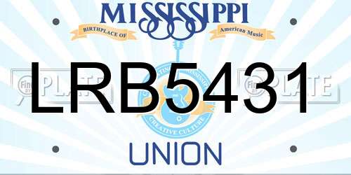 LRB5431 Mississippi License Plate