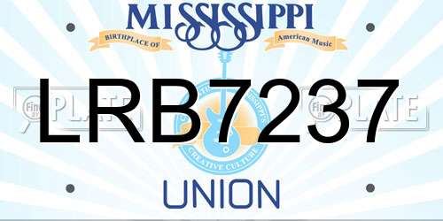 LRB7237 Mississippi License Plate