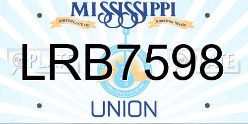 LRB7598 Mississippi License Plate