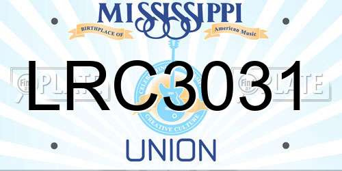 LRC3031 Mississippi License Plate