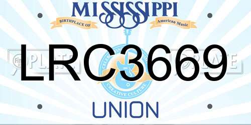 LRC3669 Mississippi License Plate