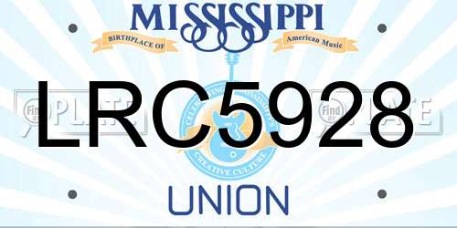 LRC5928 Mississippi License Plate
