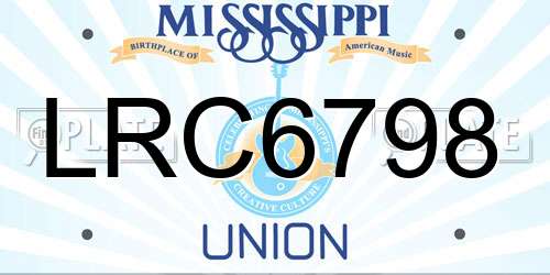 LRC6798 Mississippi License Plate