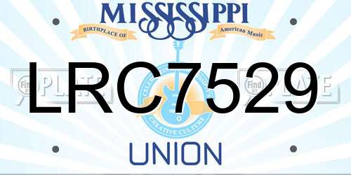 LRC7529 Mississippi License Plate
