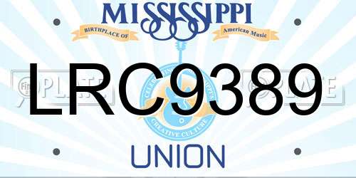 LRC9389 Mississippi License Plate