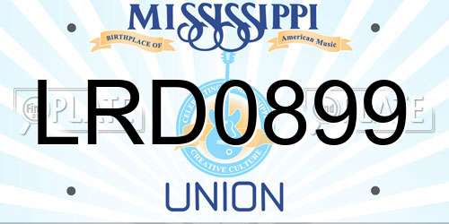 LRD0899 Mississippi License Plate