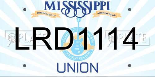 LRD1114 Mississippi License Plate