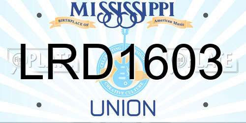 LRD1603 Mississippi License Plate