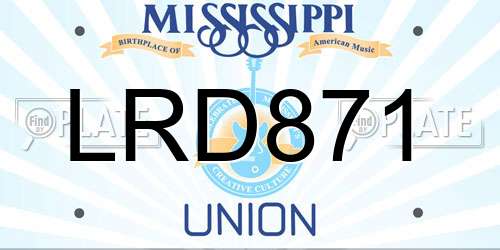 LRD871 Mississippi License Plate
