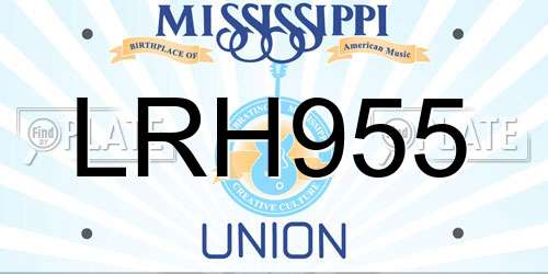 LRH955 Mississippi License Plate