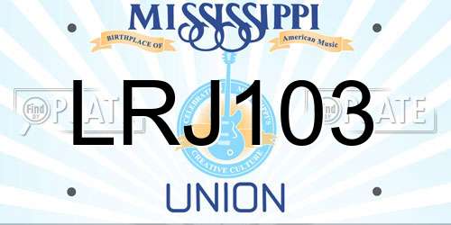 LRJ103 Mississippi License Plate