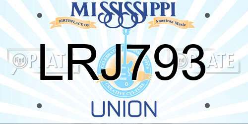 LRJ793 Mississippi License Plate