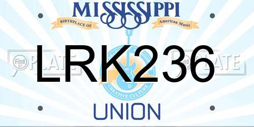 LRK236 Mississippi License Plate
