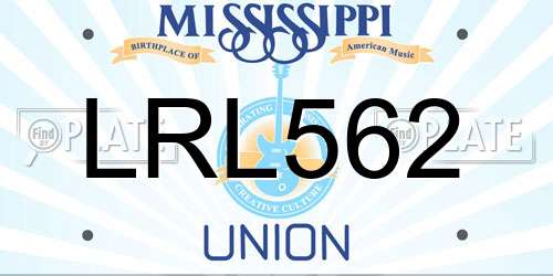 LRL562 Mississippi License Plate
