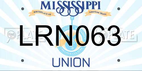LRN063 Mississippi License Plate