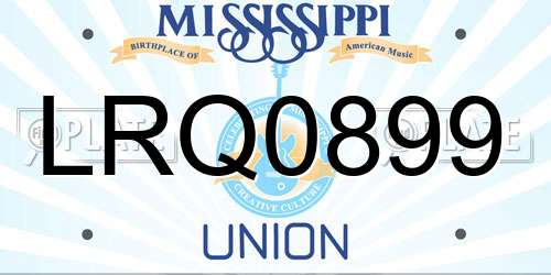 LRQ0899 Mississippi License Plate
