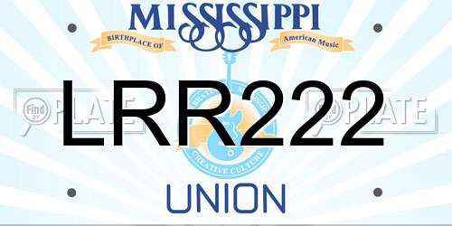LRR222 Mississippi License Plate