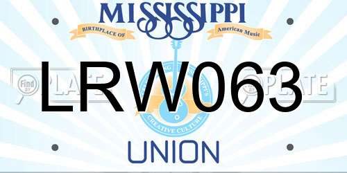 LRW063 Mississippi License Plate