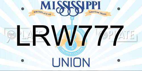 LRW777 Mississippi License Plate