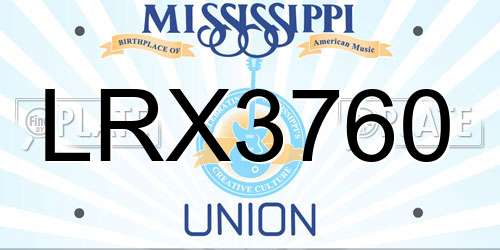 LRX3760 Mississippi License Plate