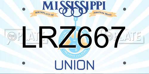LRZ667 Mississippi License Plate