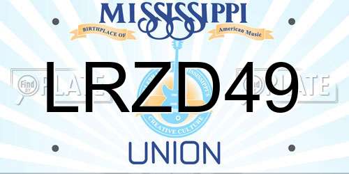 LRZD49 Mississippi License Plate