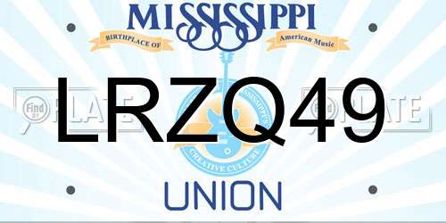 LRZQ49 Mississippi License Plate
