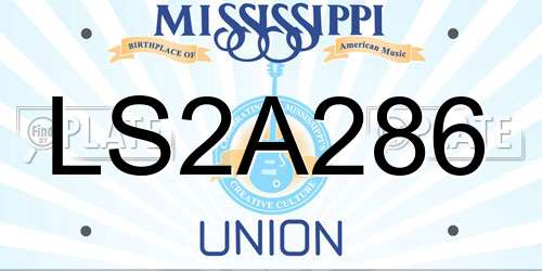 LS2A286 Mississippi License Plate