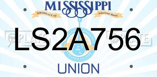 LS2A756 Mississippi License Plate