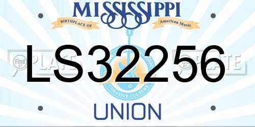 LS32256 Mississippi License Plate