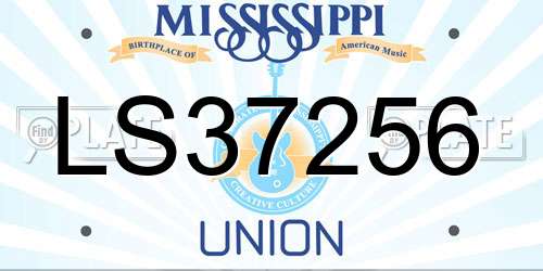 LS37256 Mississippi License Plate
