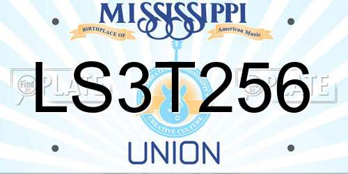 LS3T256 Mississippi License Plate