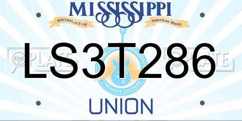 LS3T286 Mississippi License Plate
