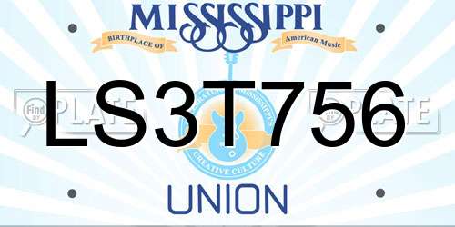 LS3T756 Mississippi License Plate