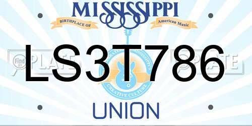 LS3T786 Mississippi License Plate