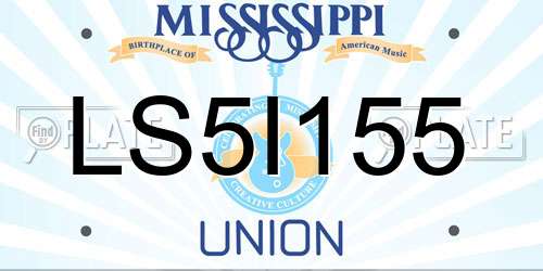LS5I155 Mississippi License Plate