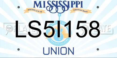 LS5I158 Mississippi License Plate